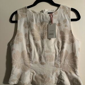 NWT Alex Marie Cream Floral Peplum Blouse